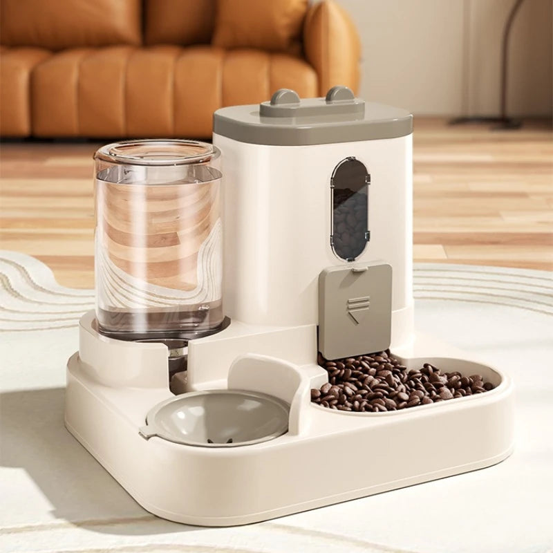 Distributeur de croquettes et fontaine à eau 2 en 1